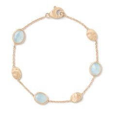 Marco Bicego Aquamarine and Bead Station Yellow Gold Bracelet | Siviglia Collection