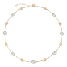 Marco Bicego Aquamarine and Bead Station Yellow Gold Necklace | Siviglia Collection
