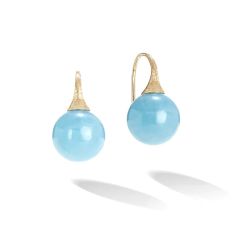 Marco Bicego Aquamarine Yellow Gold French Wire Earrings | Africa Boule Collection
