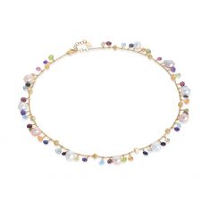 Marco Bicego Yellow Gold Mixed Gemstone and Pearl Single Strand Necklace | Paradise Collection