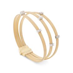 Marco Bicego Yellow Gold 3-Strand Coil Bracelet With 3/8ctw Diamond Stations - Masai Collection