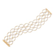 Marco Bicego Yellow Gold and 7/8ctw Diamond Flat Link 3-Strand Bracelet - Marrakech Onde Collection