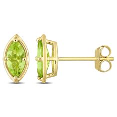 Marquise Peridot Yellow Gold Stud Earrings