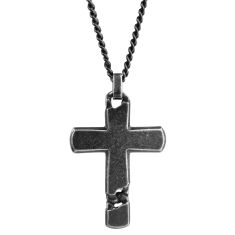 Men's Black Ion-Plated Stainless Steel Linked Cross Pendant Necklace
