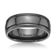 Men's Black Zirconium 8mm Racing Stripe Band