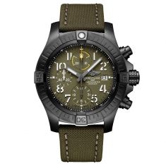 Breitling Avenger Chronograph 45 Night Mission Black Titanium Military Khaki Green Strap Watch V13317101L1X2