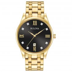 Men's Bulova Classic Diamonds Gold-Tone Watch | 40mm | 97D108
