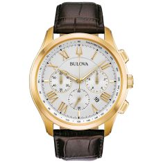 Men's Bulova Classic Wilton Brown Leather Strap Watch | 46.5mm | 97B169