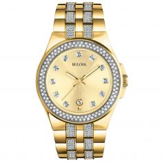 Men s Bulova Crystal Phantom Gold Tone Stainless Steel Watch