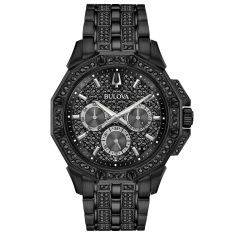 Men's Bulova Crystal Octava Black Ion-Plated Stainless Steel Watch | 41.5mm | 98C134