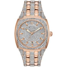 Men's Bulova Crystal Phantom Rose Gold-Tone Stainless Steel Watch | 40mm | 98B324