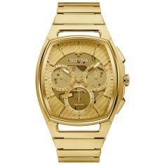Men's Bulova CURV Chronograph Gold-Tone Stainless Steel Bracelet Watch | 41mm | 97A160