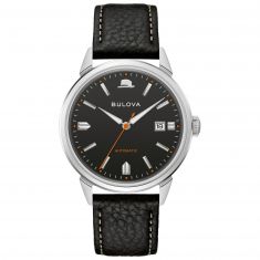 Men's Bulova Frank Sinatra Summer Wind Black Leather Strap Watch | 40mm | 96B381