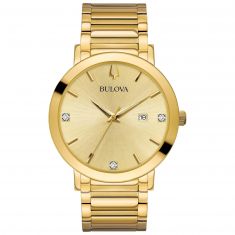 Bulova men's 97b174 analog display analog quartz gold watch best sale