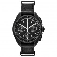 Bulova Lunar Pilot Archive Series Special Edition Chronograph Black Leather Strap Watch | 45mm | 98A186