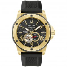 Men's Bulova Maquina Automatic Black Silicone Strap Watch | 46mm | 98A177 |  REEDS Jewelers