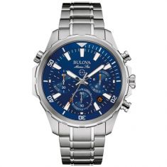 Men's Bulova Marine Star Blue Dial Chronograph Stainless Steel Watch | 43mm | 96B256
