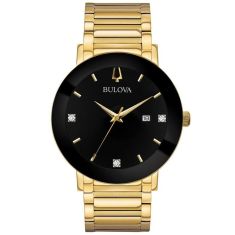 Men's Bulova Futuro Black Dial Gold-Tone Stainless Steel Watch | 42mm | 97D116