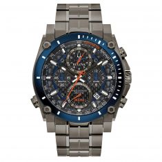 Men's Bulova Precisionist Grey Blue Ion-Plated Stainless Steel Watch | 46.5mm | 98B343