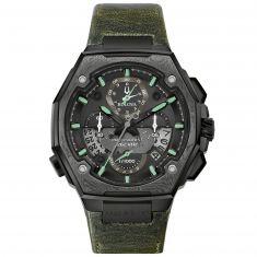 Men's Bulova Precisionist X Special Edition Chronograph Green Leather Strap Watch | 44.5mm | 98B355
