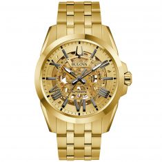 Men's Bulova Sutton Chronograph Automatic Gold-Tone Watch | 43mm | 97A162