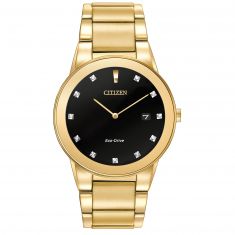Men's Citizen Eco-Drive Axiom Gold-Tone Diamond Black Dial Watch | 40mm | AU1062-56G