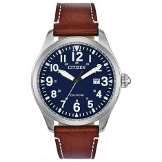 Men's Citizen Eco-Drive Chandler Military Blue Dial Leather Watch BM6838-17L Men's Citizen Eco-Drive Chandler Military Blue Dial Leather Watch BM6838-17L