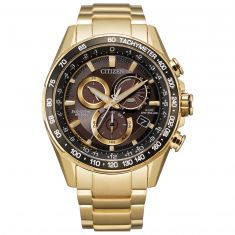 Men's Citizen Eco-Drive Chronograph Gold-Tone Stainless Steel Bracelet Watch | 43mm | CB5912-50E