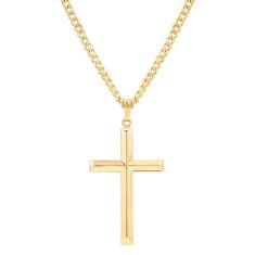 Mens Cross Necklace and Gold-Plated Chain