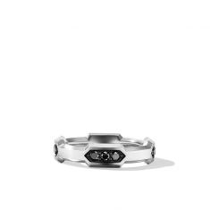 Men's David Yurman DY Hex Station Band Ring with Pave Black Diamonds