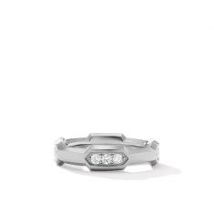 Men's David Yurman DY Hex Station Band Ring with Pave Diamonds