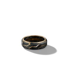 Men's David Yurman Forged Carbon Band Ring with 18K Yellow Gold, 8.5mm