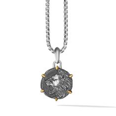 Men's David Yurman Leo Amulet in Sterling Silver with 18K Yellow Gold