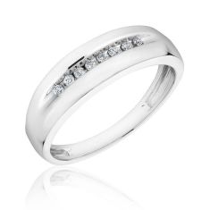 Men's White Gold Diamond Band 1/8ctw