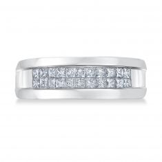 1ctw Princess Diamond Channel White Gold Band | Men