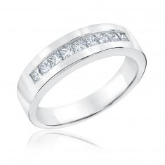 3/4ctw Princess Diamond White Gold Band | Men's