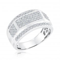 1ctw Diamond White Gold Ring | Men's