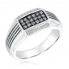 1/3ctw Grey Diamond Sterling Silver Ring | Men's