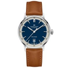 Men's Hamilton American Classic Intra-Matic Automatic Blue Dial Leather Strap Watch H38425540