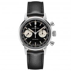 Men's Hamilton American Classic Intra-Matic Chronograph H Black Leather Strap Watch H38429730