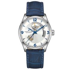 Men's Hamilton Jazzmaster Open Heart Automatic Blue Leather Strap Watch H32705651