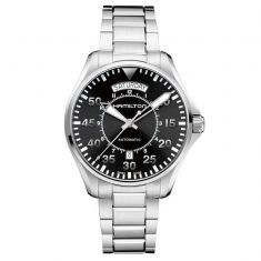 Men's Hamilton Khaki Aviation Pilot Day Date Auto Stainless Steel Watch H64615135