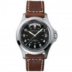 Men's Hamilton Khaki Field King Auto Brown Leather Strap Watch H64455533