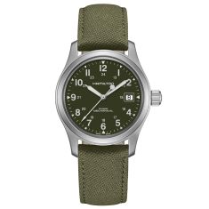 Men's Hamilton Khaki Field Mechanical Green Canvas Strap Watch H69439363