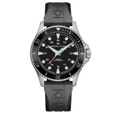 Men's Hamilton Khaki Navy Scuba Auto Black Rubber Strap Watch H82515330