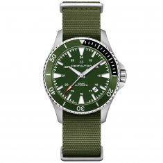 Men's Hamilton Khaki Navy Scuba Auto Green NATO Strap Watch H82375961