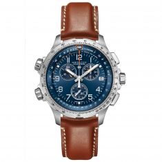 Men's Hamilton Swiss Chronograph Khaki X-Wind GMT Brown Leather Watch H77922541