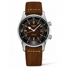 Men's Longines Heritage Legend Diver Automatic Brown Leather Strap Watch L37744602