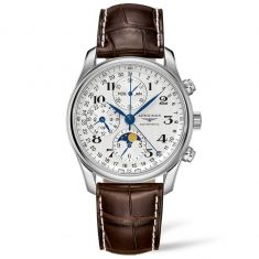 Men's Longines Master Collection Chronograph Moon Phase Brown Leather Strap Watch L26734783
