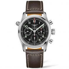 Longines Spirit Chronograph Automatic Black Dial Brown Leather Strap Watch 42mm - L38204530